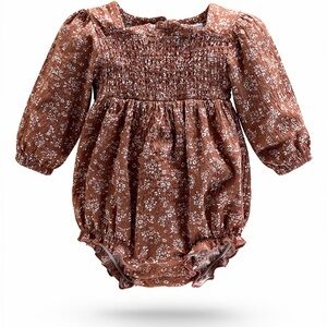 Nicole Miller Brown Floral Bodysuit